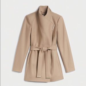 Ted Baker Wool Wrap Short Coat in Camel